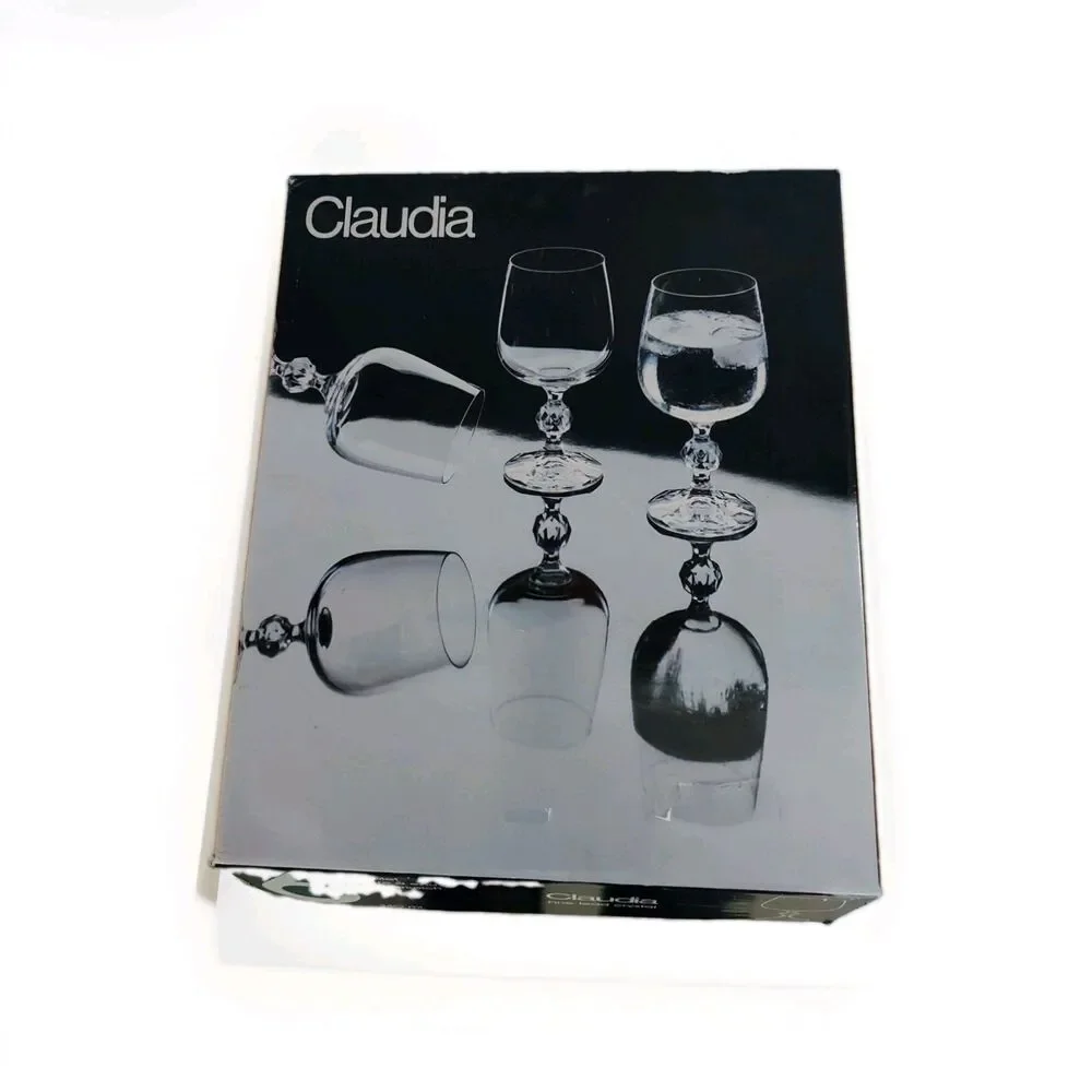 Vintage Bohemia Crystal Claudia Water Goblets Wine Glasses 340 ml Set Of 6 NEW